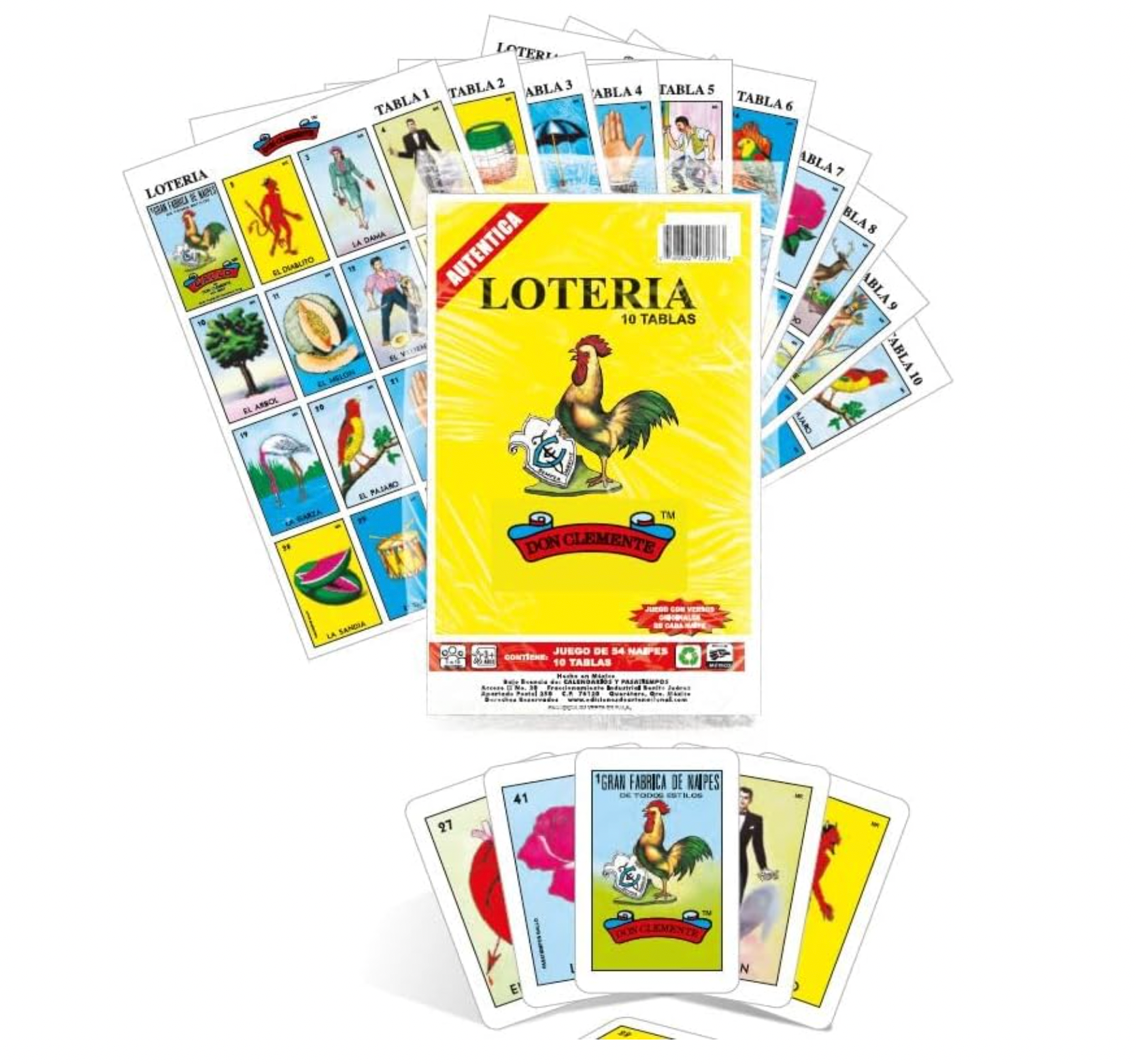 Loteria Authentic Mexican Game, Bingo Game with Colorful Illustrated Cards, Don Clemente Brand 10 Pack