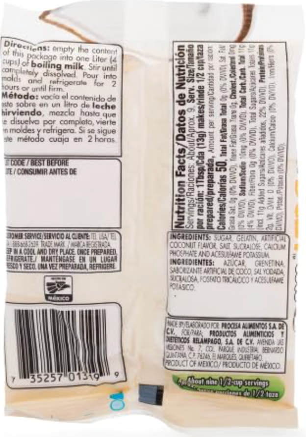 D'Gari Gelatinas | Coconut, 2 Pack)
