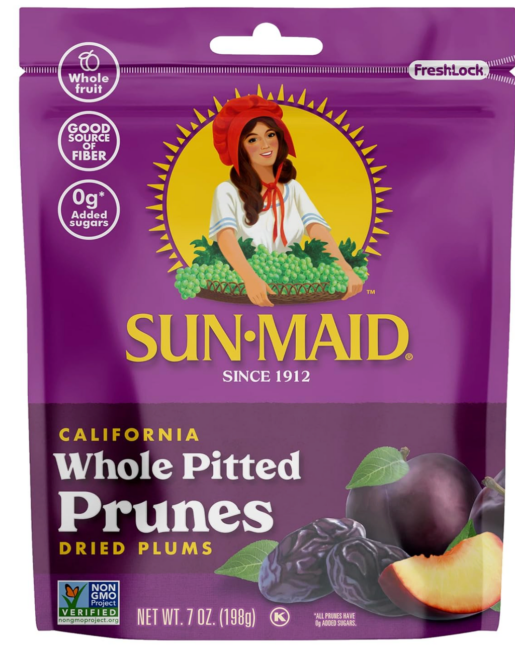 Sun-Maid Pitted Prunes, Non-GMO, 100% Fruit, No Sugar added, 7 oz (Pack of 1)