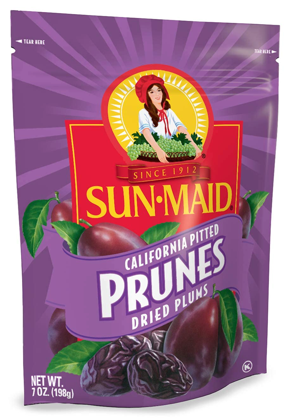 Sun-Maid Pitted Prunes, Non-GMO, 100% Fruit, No Sugar added, 7 oz (Pack of 1)