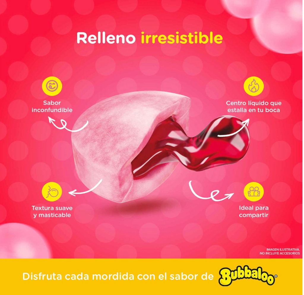 Bubbaloo Adams- goma de mascar 47 pz- sabores varios (Fresa, 47pz)